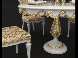 european style dinning table 2 Modello 3D