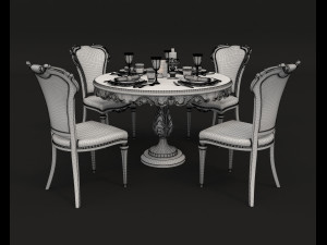 european style dinning table 2 Modello 3D