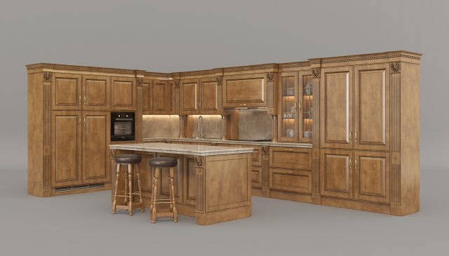 european style kitchen 2 3D Model .c4d .max .obj .3ds .fbx .stl .blend 