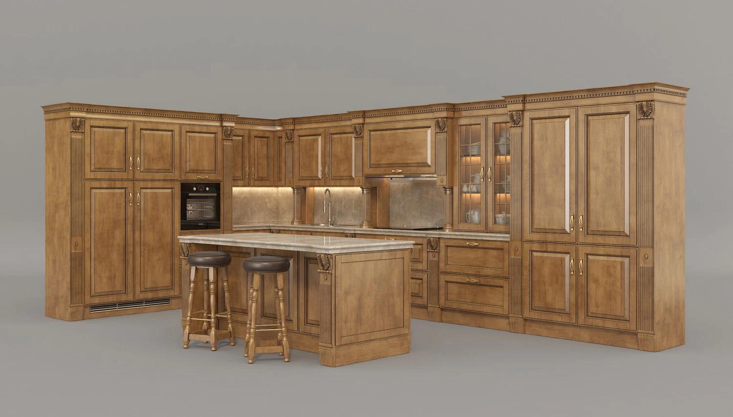 european style kitchen 2 3D Model .c4d .max .obj .3ds .fbx .stl .blend