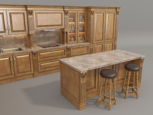 european style kitchen 2 3D Model