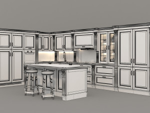 european style kitchen 2 3D Model
