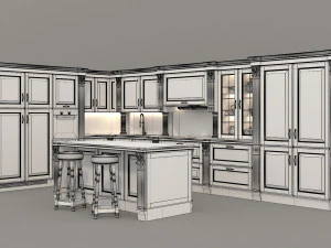 european style kitchen 2 3D Model