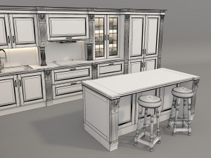 european style kitchen 2 3D Model