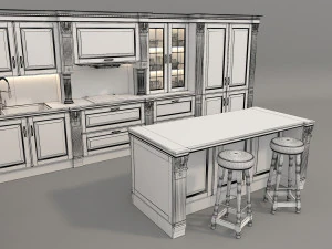 european style kitchen 2 3D Model