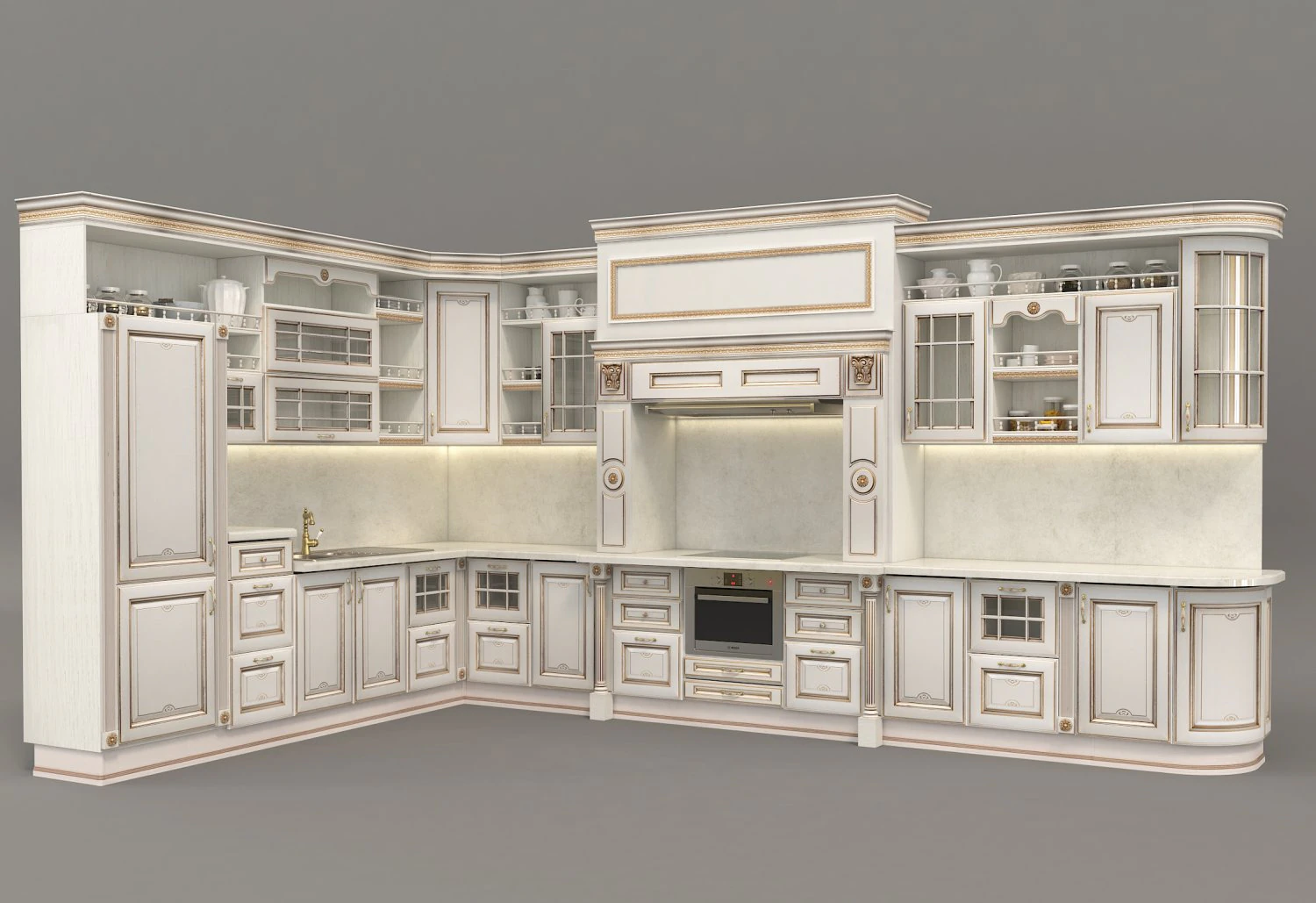 european style kitchen 3 3D Model .c4d .max .obj .3ds .fbx .stl .blend