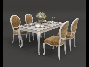 eettafel in Europese stijl 3 3D Model