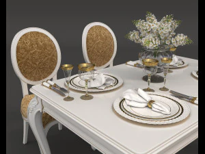 european style dinning table 3 3D Model