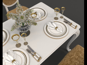european style dinning table 3 3D Модель