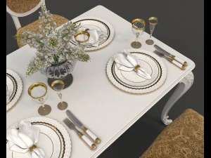 european style dinning table 3 3D Model