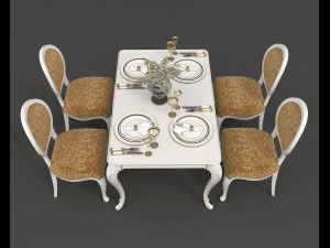 european style dinning table 3 3D Model