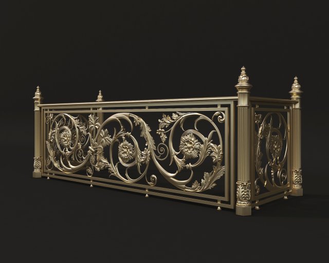 classic style balcony railing Modelo 3D .c4d .max .obj .3ds .fbx .stl .blend 