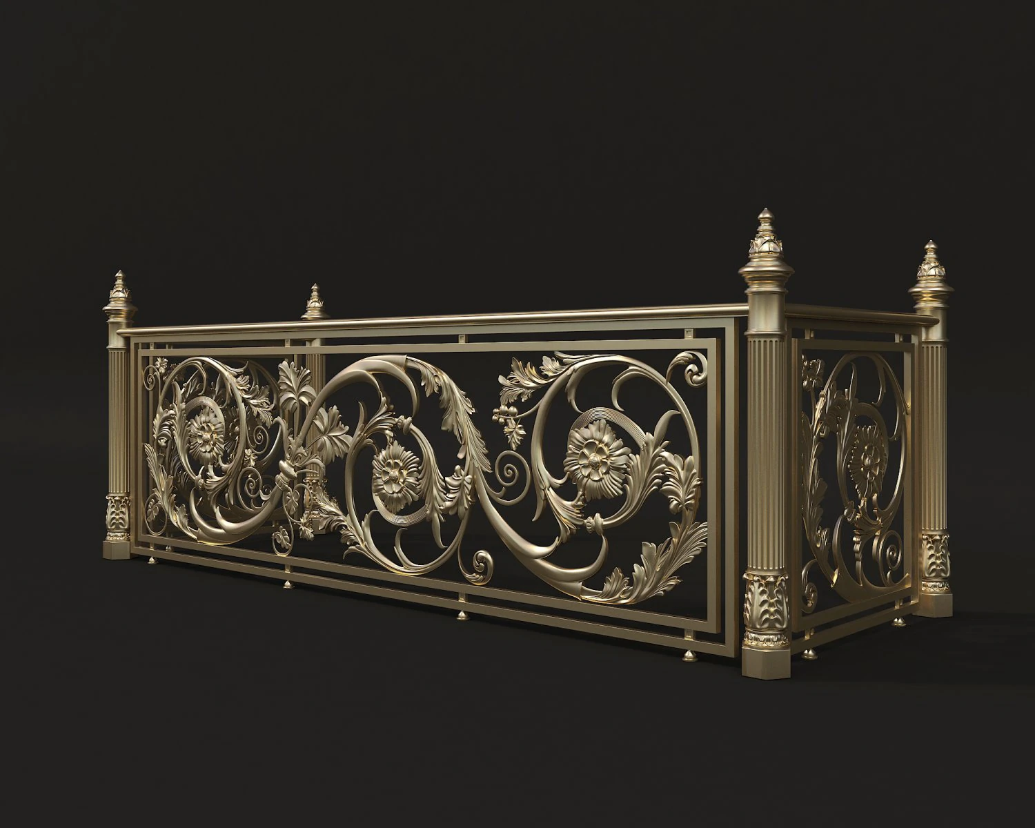 classic style balcony railing 3D Model .c4d .max .obj .3ds .fbx .stl .blend