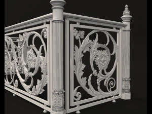 classic style balcony railing 3D Model