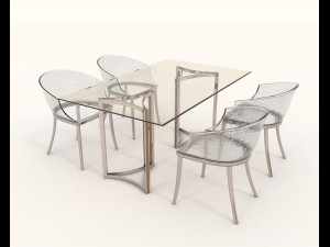 contemporary design table and chair set 10 3D मॉडल