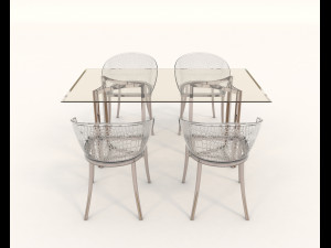 contemporary design table and chair set 10 Model 3D