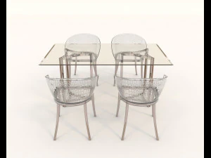 conjunto de mesa e cadeiras de design contempor&acirc;neo 10 Modelo 3D
