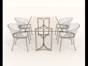 contemporary design table and chair set 10 Model 3D