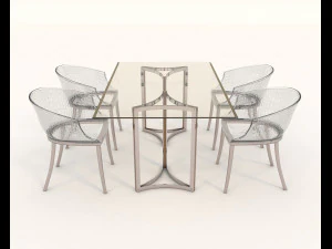 conjunto de mesa e cadeiras de design contempor&acirc;neo 10 Modelo 3D