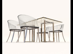contemporary design table and chair set 10 Model 3D