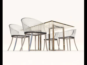 conjunto de mesa e cadeiras de design contempor&acirc;neo 10 Modelo 3D