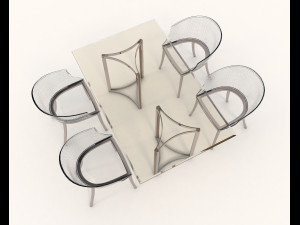 contemporary design table and chair set 10 Model 3D