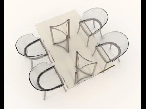 conjunto de mesa e cadeiras de design contempor&acirc;neo 10 Modelo 3D
