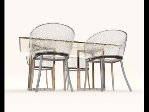 contemporary design table and chair set 10 Model 3D