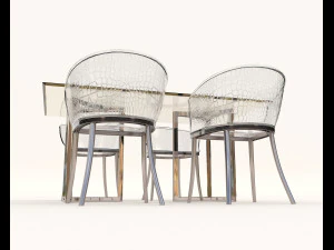 conjunto de mesa e cadeiras de design contempor&acirc;neo 10 Modelo 3D