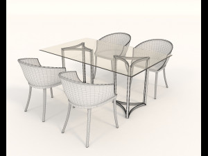 contemporary design table and chair set 10 Model 3D