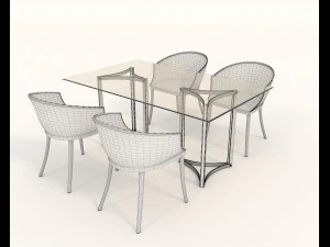 conjunto de mesa e cadeiras de design contempor&acirc;neo 10 Modelo 3D