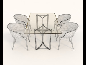 contemporary design table and chair set 10 Model 3D