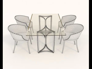 conjunto de mesa e cadeiras de design contempor&acirc;neo 10 Modelo 3D