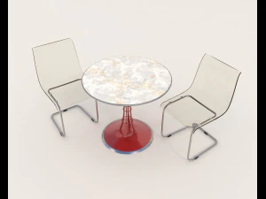 contemporary design table and chair set 11 3D Model