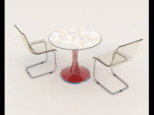 contemporary design table and chair set 11 3D Model