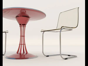 contemporary design table and chair set 11 3D Model