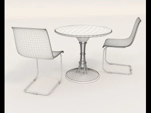 contemporary design table and chair set 11 3D Model