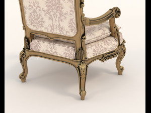 classic armchair and table set 2 3D मॉडल