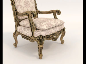 classic armchair and table set 2 3D Model