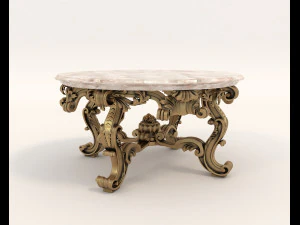 classic armchair and table set 2 3D Model