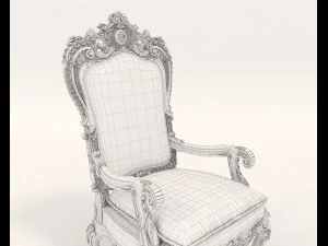 classic armchair and table set 2 3D Model