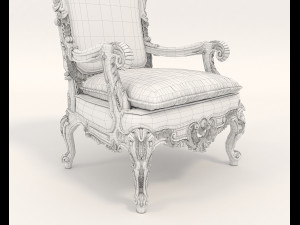classic armchair and table set 2 3D मॉडल