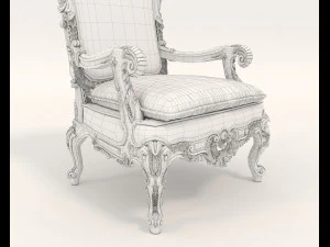 classic armchair and table set 2 3D Model