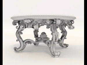classic armchair and table set 2 3D Model