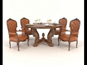 european style dinning table 4 3D Model