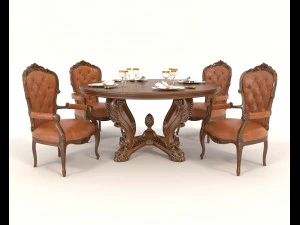 eettafel in Europese stijl 4 3D Model