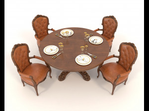 european style dinning table 4 3D Model