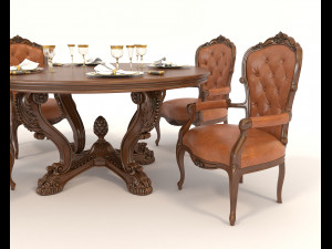 european style dinning table 4 3D Model