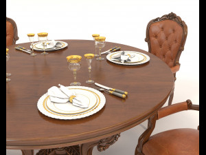 european style dinning table 4 3D Model