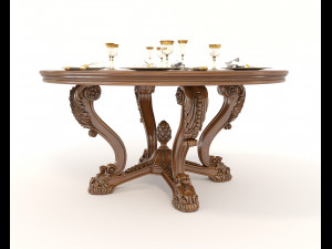 european style dinning table 4 3D Model